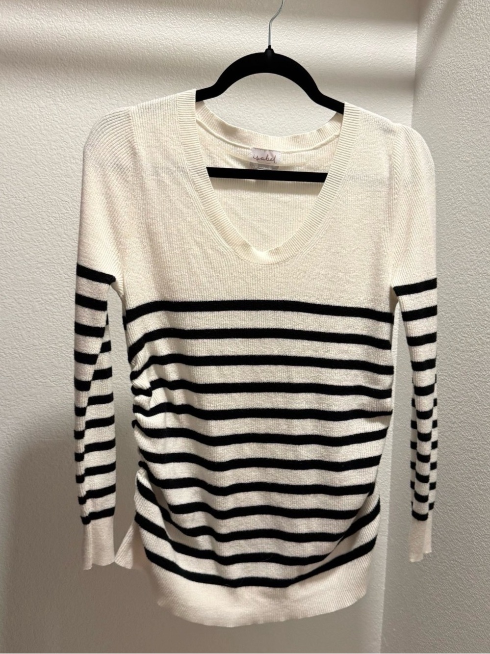 Isabel Maternity by Ingrid & Isabel Black and White Striped V-Neck Sweater